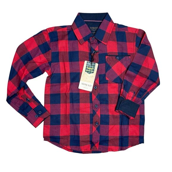 Nomad Other - NWT Nomad Buffalo Red/Blue Plaid Soft Flannel LS Shirt Toddler Boy Size 5
